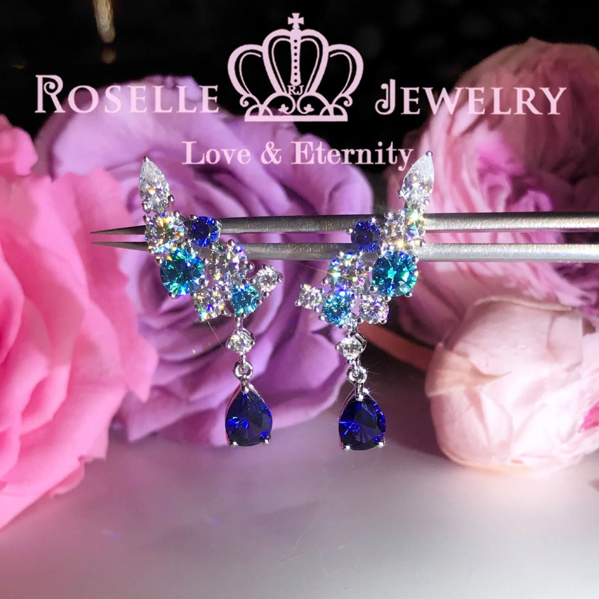 Sparkling Cluster Drop Earrings - DE12