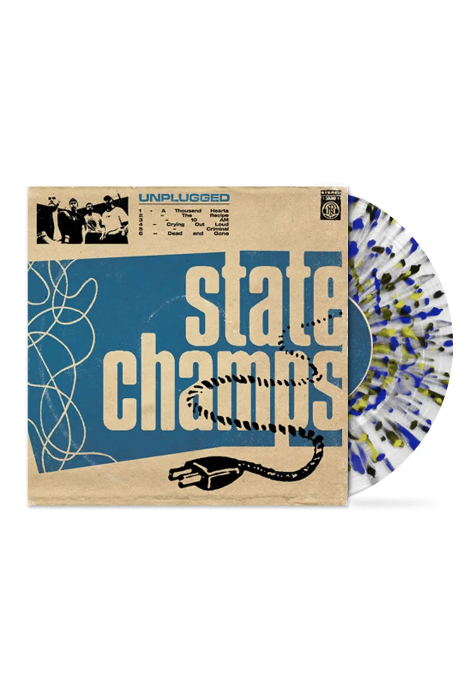 State Champs - Unplugged Clear With Heavy Cyan Blue/Black/Yellow - Splattered Vinyl