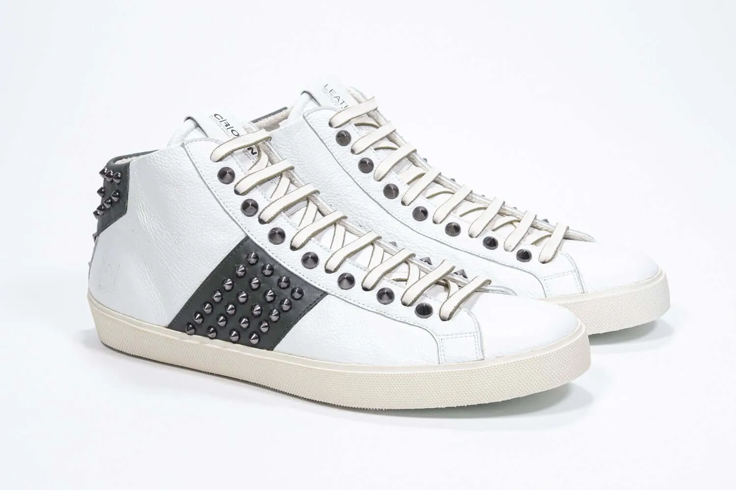 STUDBORN |  White & Military Green - Mid top - Men