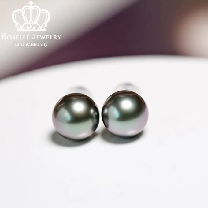 Tahitian Pearl 18K White Gold Stud Earrings - TPE1