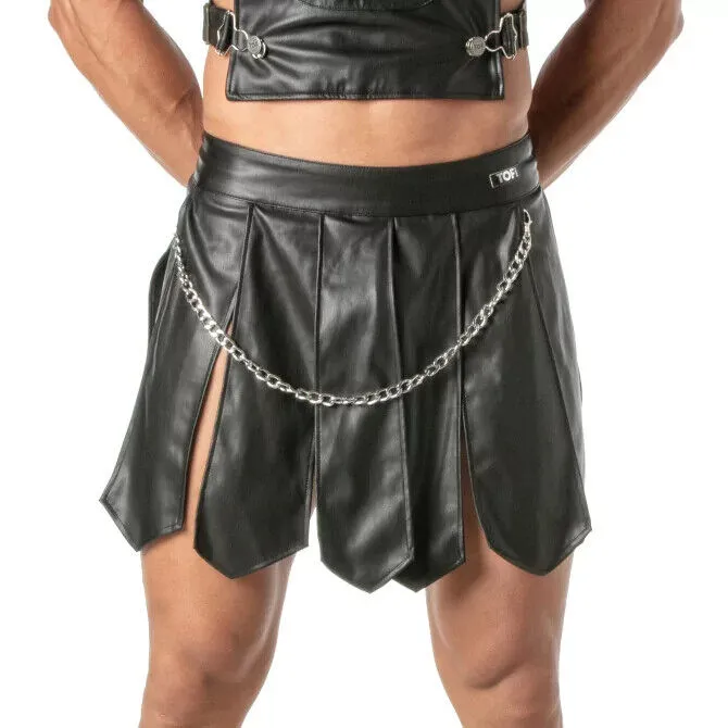 TOF PARIS Kinky Gladiator Skirt Sleek-Faux Leather Adjustable 47B