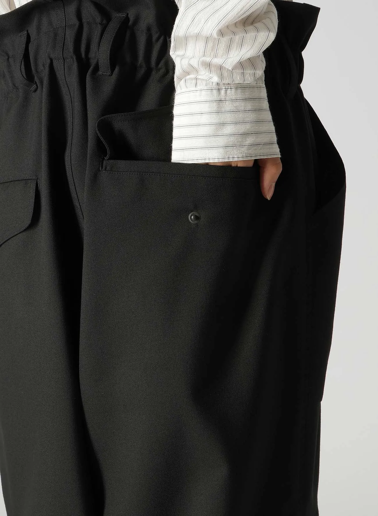 WOOL POLYESTER GABARDINE SUSPENDER PANTS