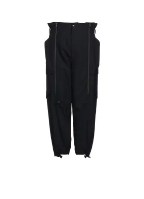 WOOL POLYESTER GABARDINE SUSPENDER PANTS