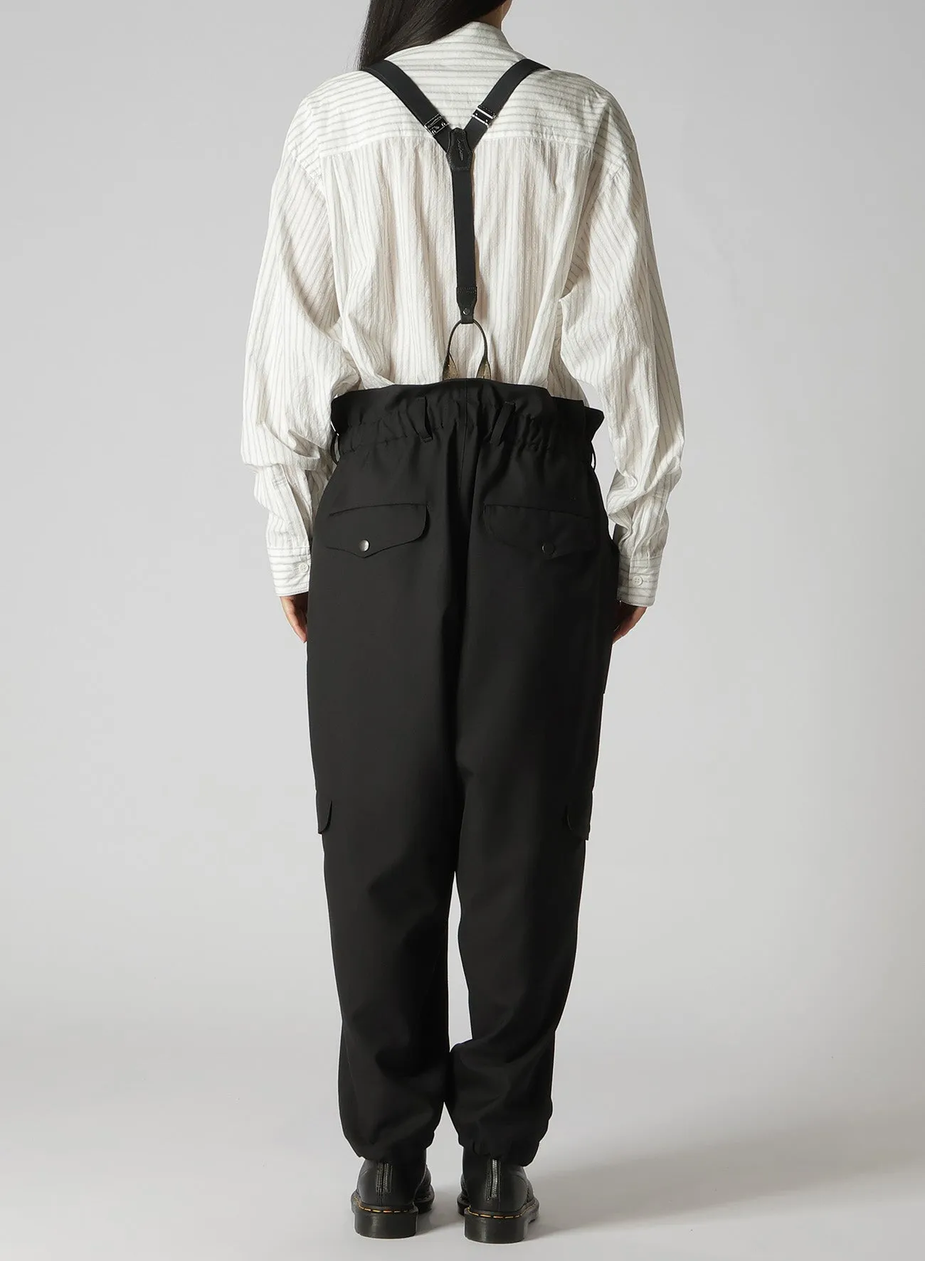 WOOL POLYESTER GABARDINE SUSPENDER PANTS