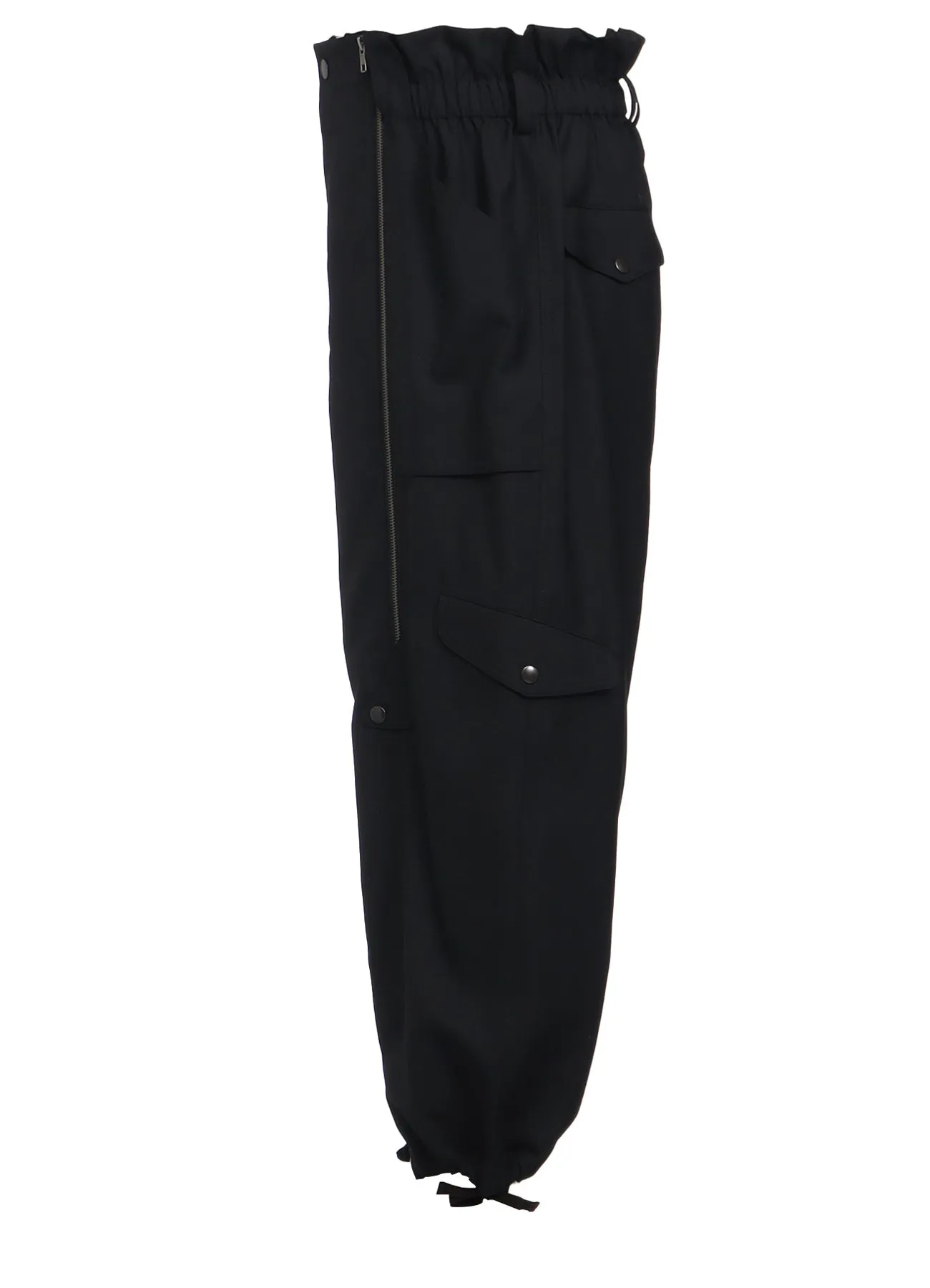 WOOL POLYESTER GABARDINE SUSPENDER PANTS