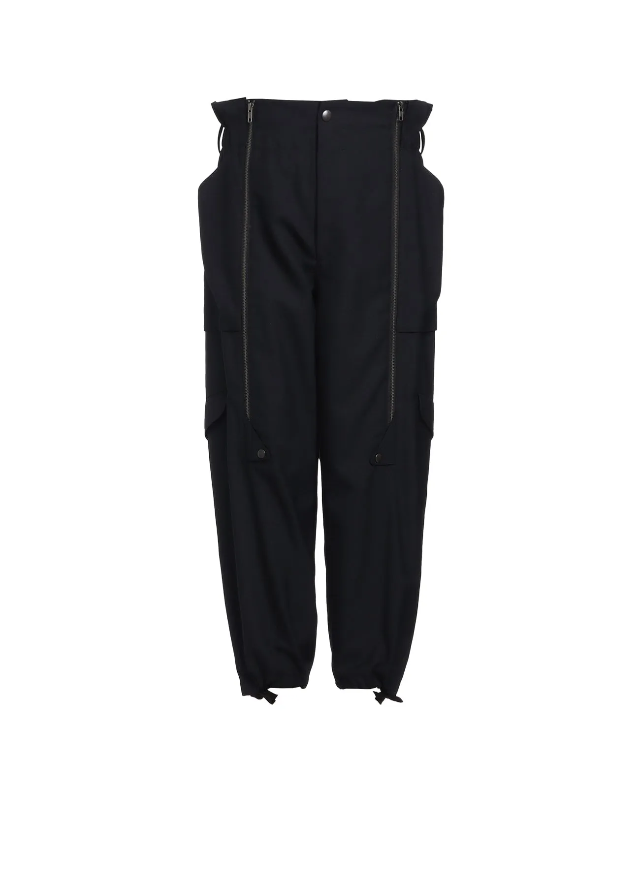 WOOL POLYESTER GABARDINE SUSPENDER PANTS