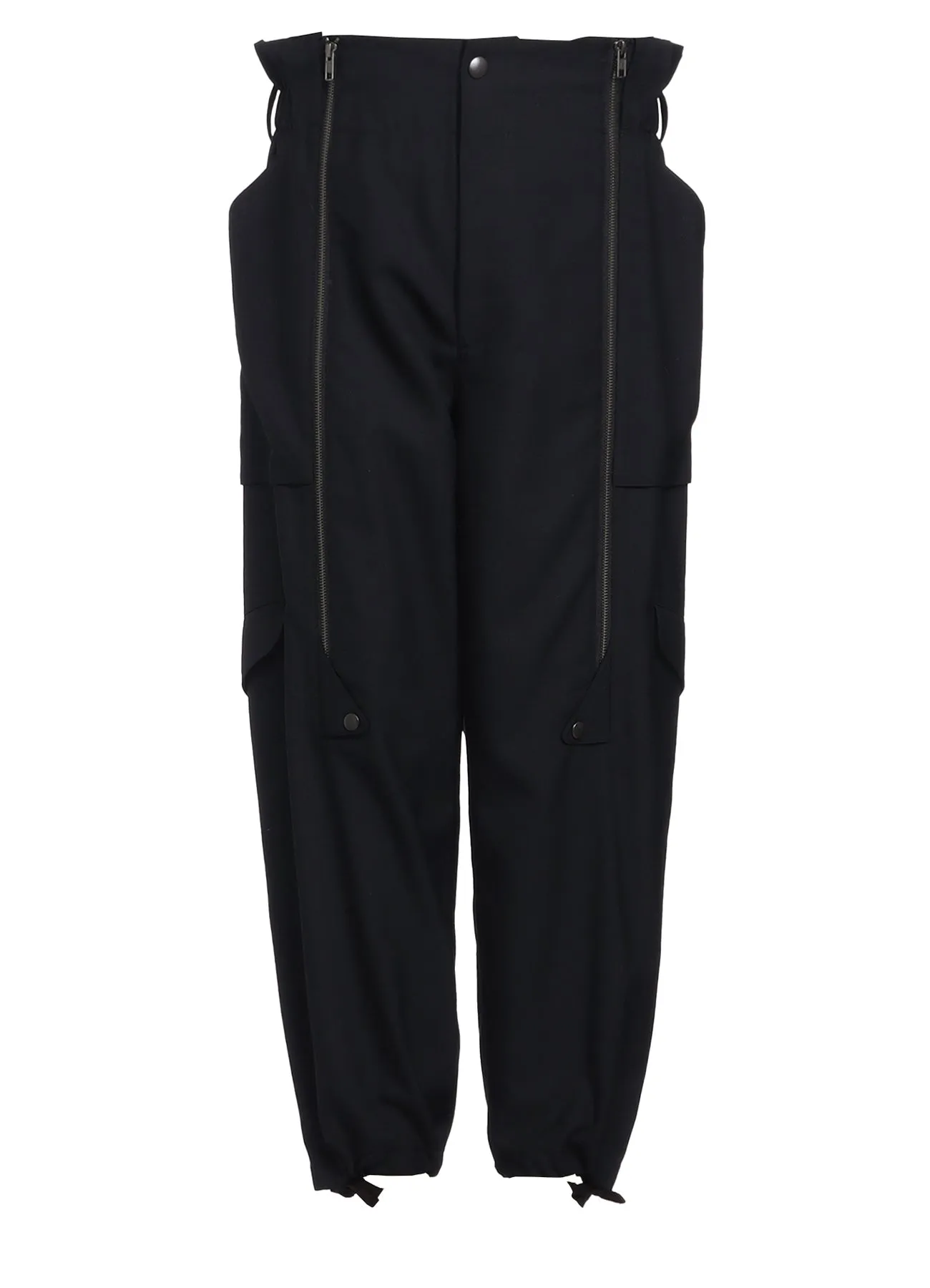 WOOL POLYESTER GABARDINE SUSPENDER PANTS